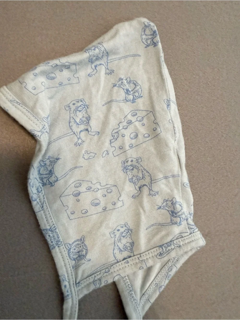 Kate Quinn Baby Mouse & Cheese Print Elf Bonnet Hat 3-6M Modal